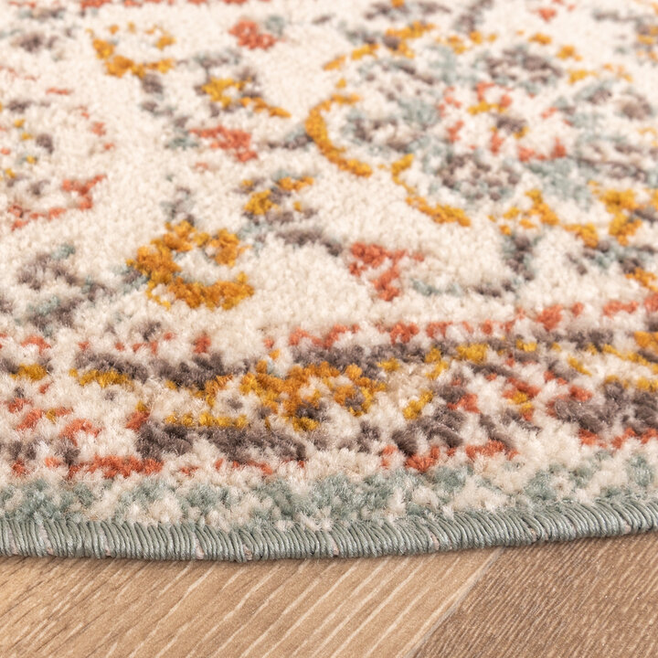 Teppich Vintage Rund - Thirza Medaillon Hellblau Bunt - 4