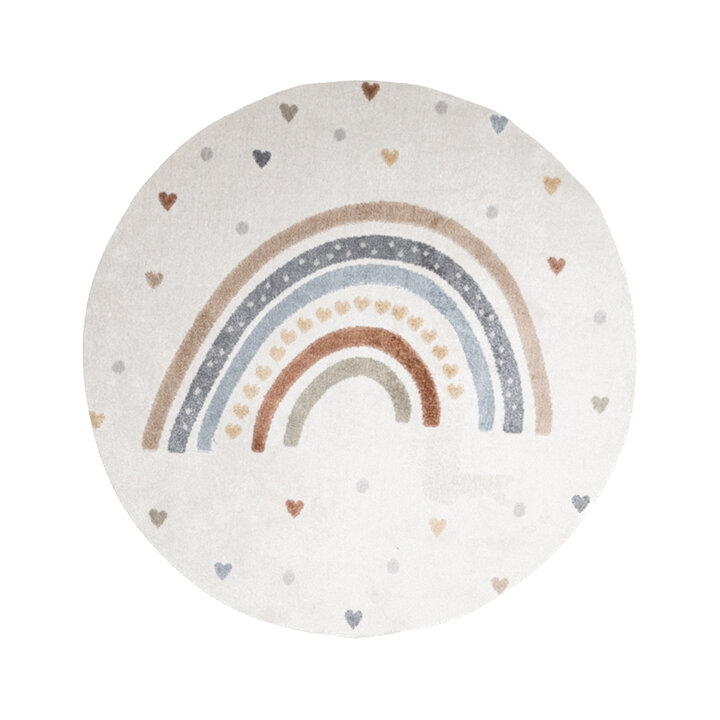 Waschbarer Kinderteppich Rund - Ravi Rainbow Bunt - 1