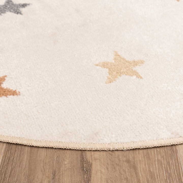 Waschbarer Kinderteppich Rund - Ravi Stars Bunt - 3