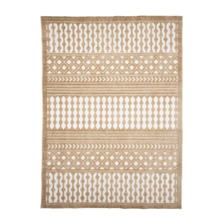 Waschbarer Teppich - Dunya Geo Beige Weiß - 1