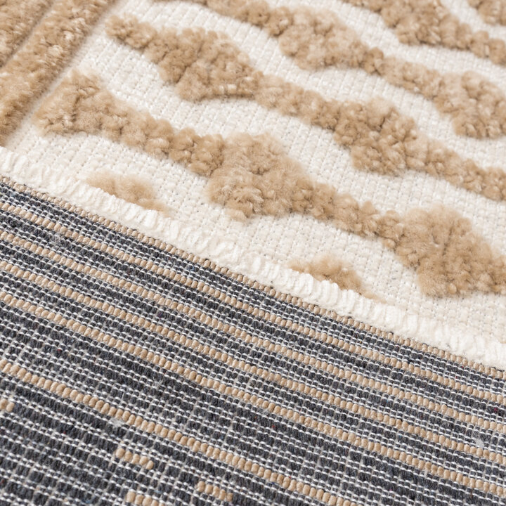 Waschbarer Teppich - Dunya Geo Beige Weiß - 6