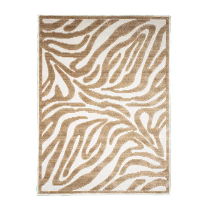 Waschbarer Teppich - Dunya Zebra Beige Weiß - 1