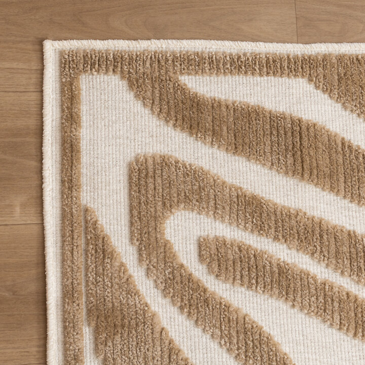 Waschbarer Teppich - Dunya Zebra Beige Weiß - 4