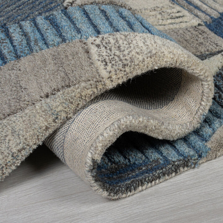 Kelim Teppich - Mado Asher Grau Blau - 4