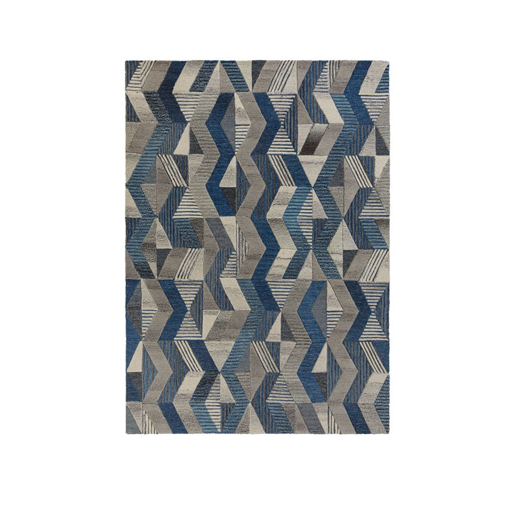 Kelim Teppich - Mado Asher Grau Blau - 1