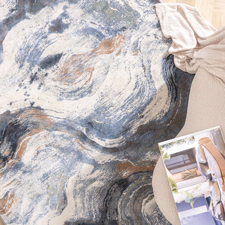 Teppich Abstrakt - Xavier Wave Blau Grau - 2