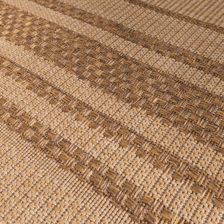 Garten Teppich Jute - Mavi Border Creme Braun - 3