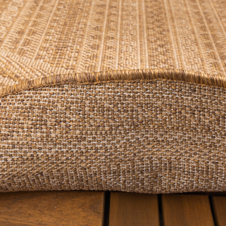 Jute Gartenteppich Rund - Mavi Stripes Creme Braun - 6