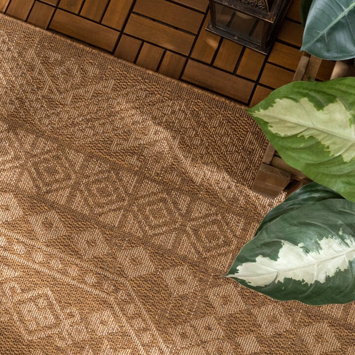Garten Teppich Jute - Mavi Medaillon Creme Braun - 2
