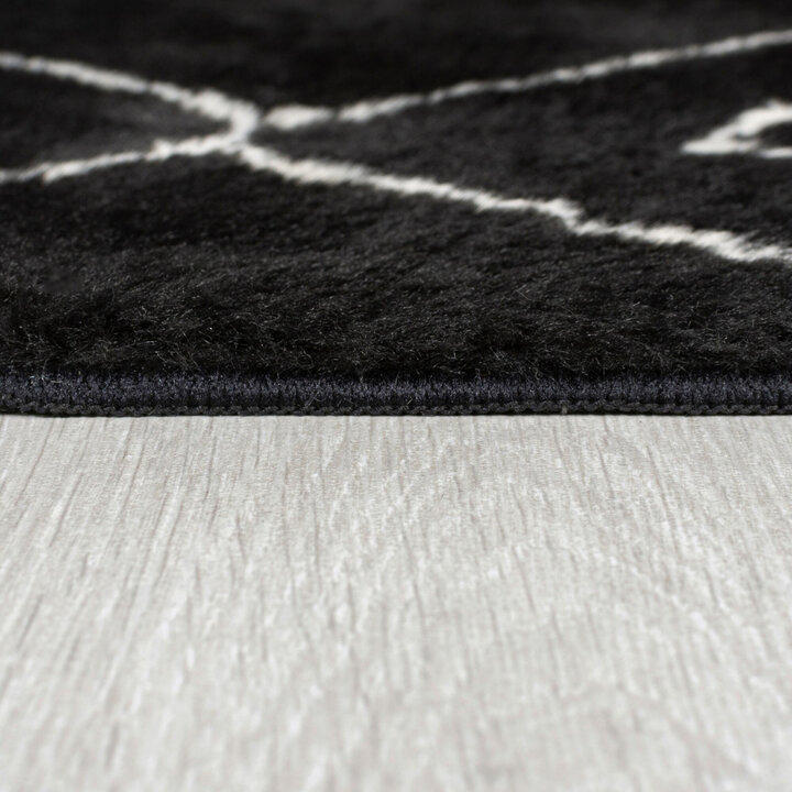 Waschbarer Berber Teppich - Furo Imran Schwarz Creme - 3