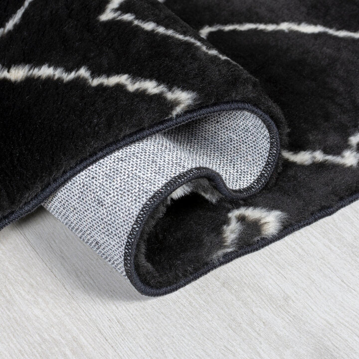 Waschbarer Berber Teppich - Furo Imran Schwarz Creme - 4