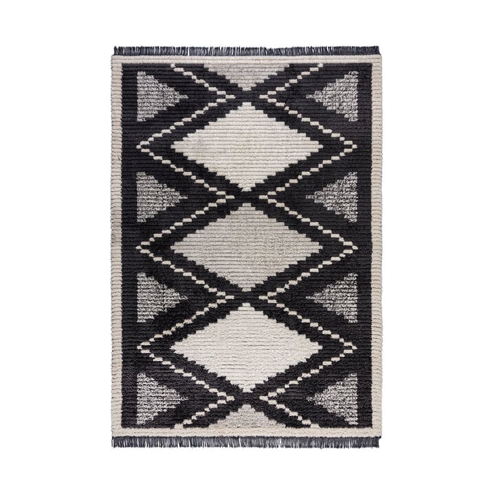 Geometrischer Teppich - Domino Zaid Schwarz Weiß - 1