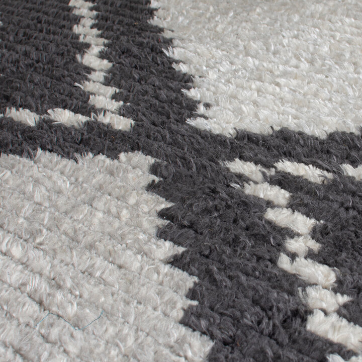 Geometrischer Teppich - Domino Zaid Schwarz Weiß - 2