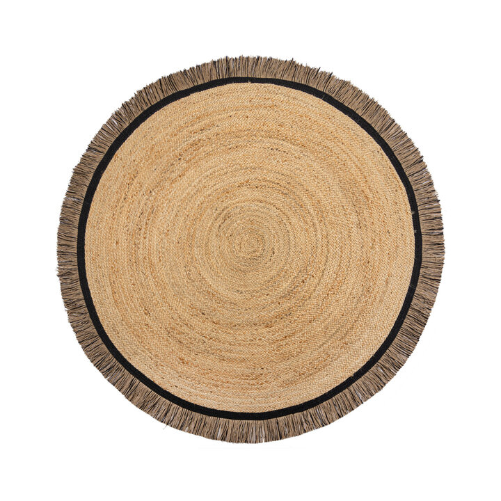 Jute Teppich Rund - Kahano Natur Schwarz - 1