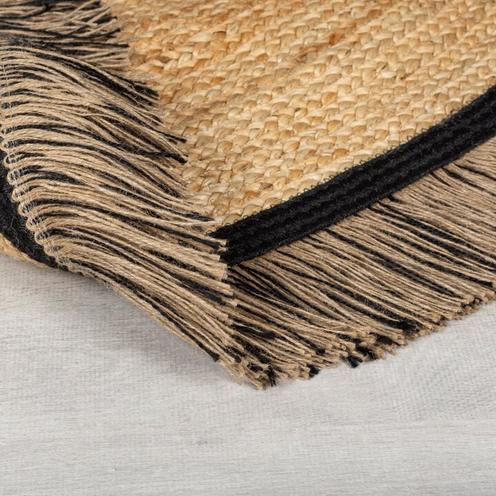Jute Teppich Rund - Kahano Natur Schwarz - 4