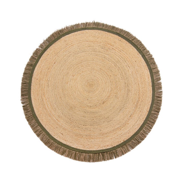 Jute Teppich Rund - Kahano Natur Grün - 1