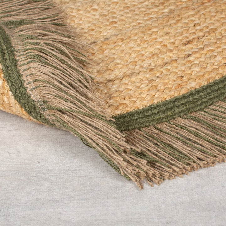 Jute Teppich Rund - Kahano Natur Grün - 4