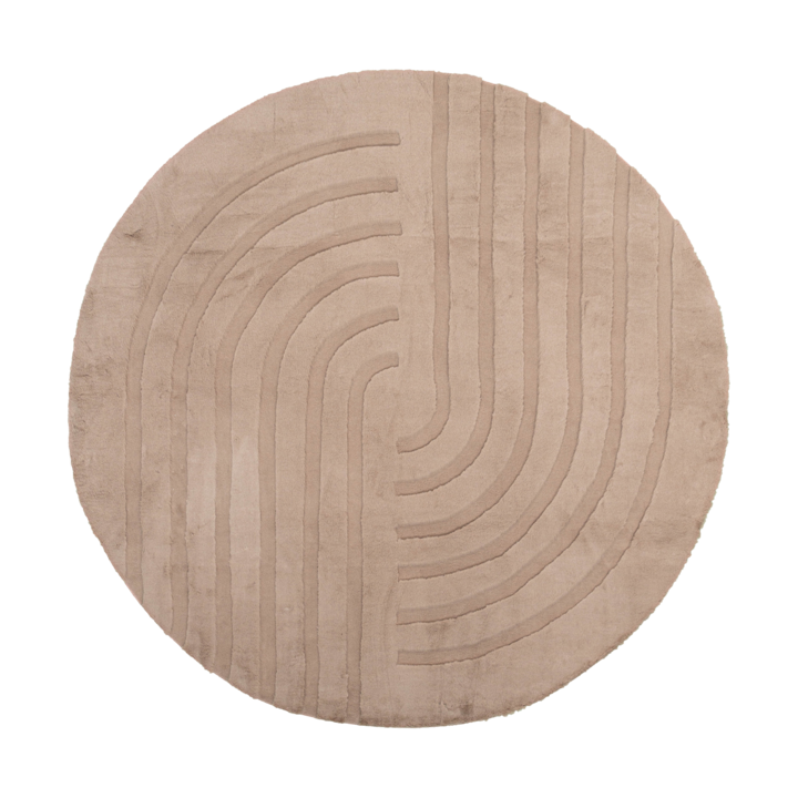Hochflor Teppich Rund - Carvy Curves Taupe - 1