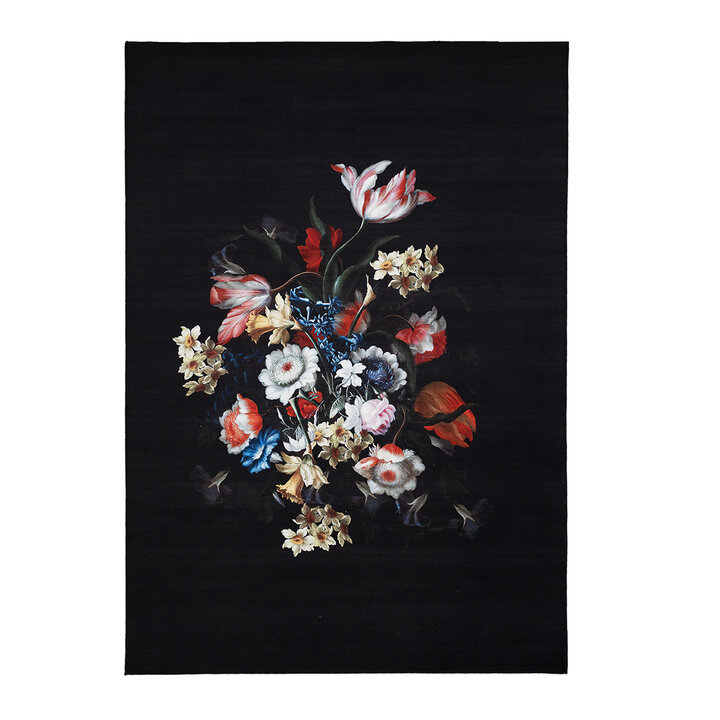 Teppich Floral - Florine Schwarz Blau - 1