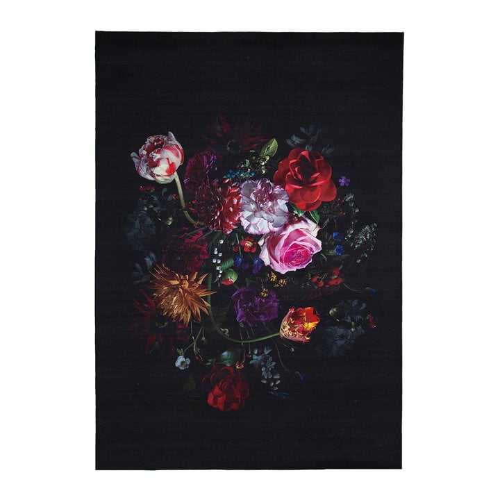 Teppich Floral - Florine Schwarz Rosa - 1