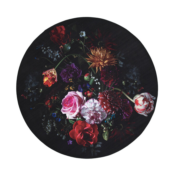 Teppich Floral Rund - Florine Schwarz Rosa - 1