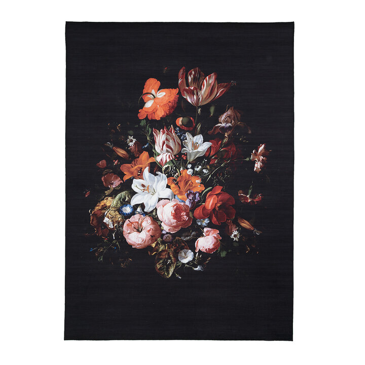 Teppich Floral - Florine Schwarz Orange - 1