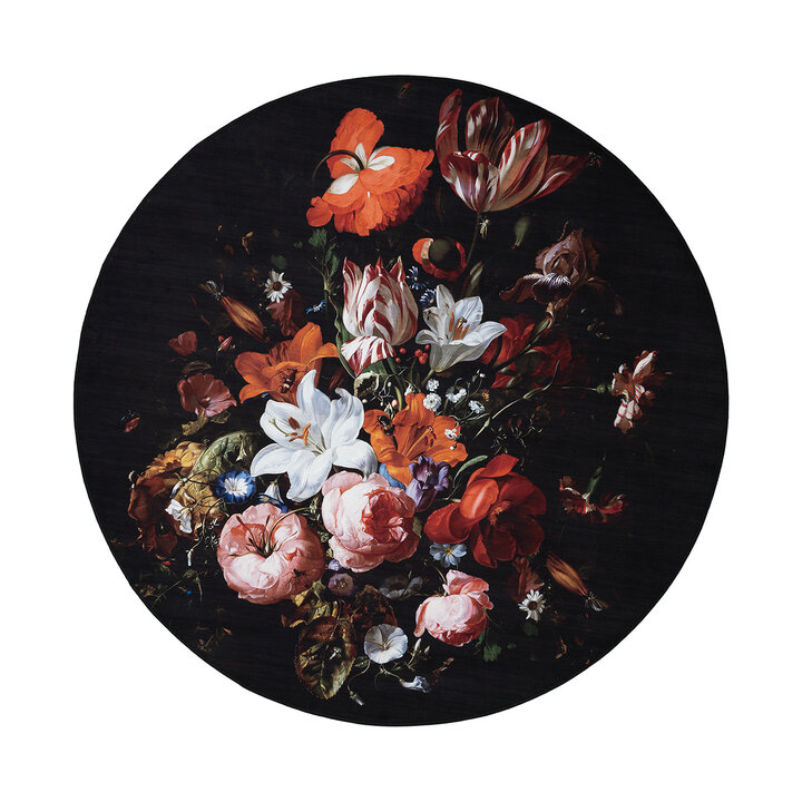 Teppich Floral Rund - Florine Schwarz Orange - 1