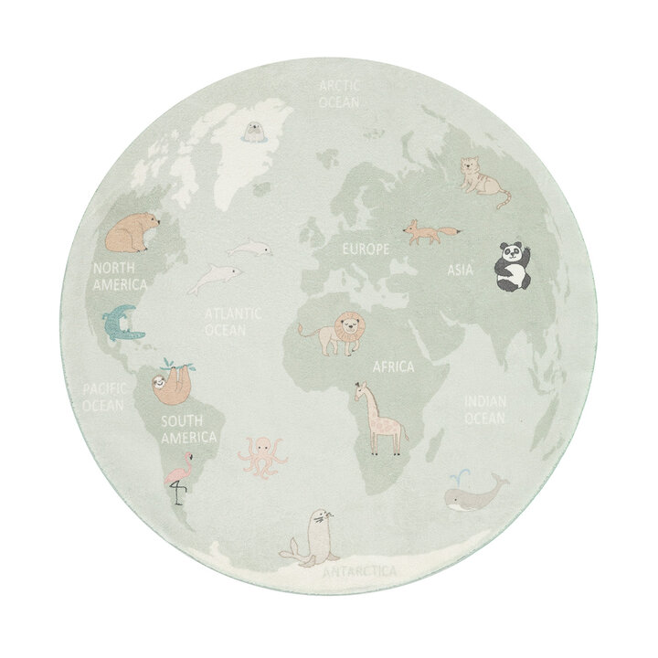 Kinderteppich Rund - Globe Mint - 1