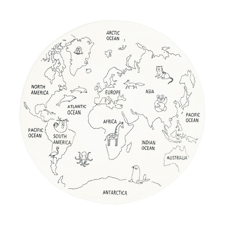 Kinderteppich Rund - Globe Creme - 1