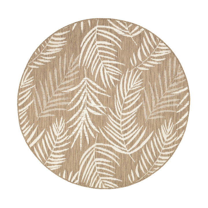 In- & Outdoor Teppich Rund - Malta Leaves Natur - 1