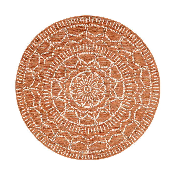 In- & Outdoor Teppich Rund - Porto Aztec Terracotta - 1