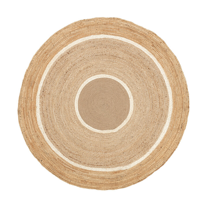 Jute Teppich Rund - Mirai Circle Weiss Natur - 1