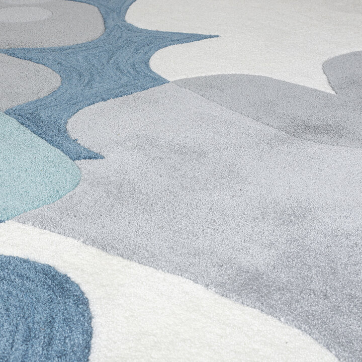 Teppich Floral - Zeso Floral Blau Grau - 3