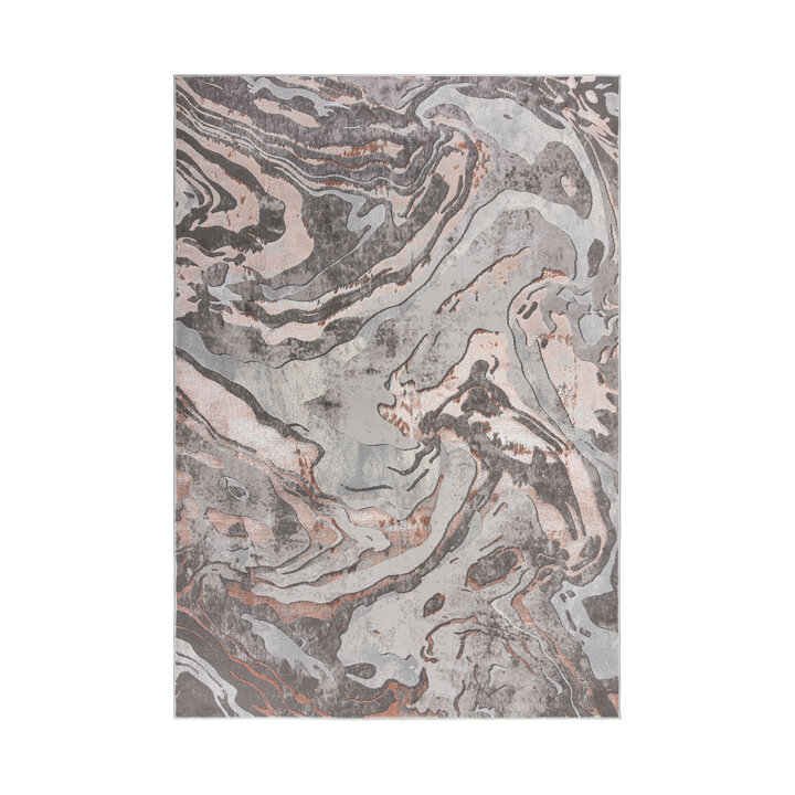 Marmor Teppich - Erio Marbled Grau Rosa - 1