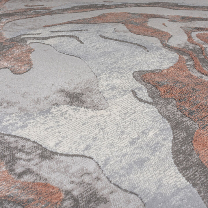 Marmor Teppich - Erio Marbled Grau Rosa - 2