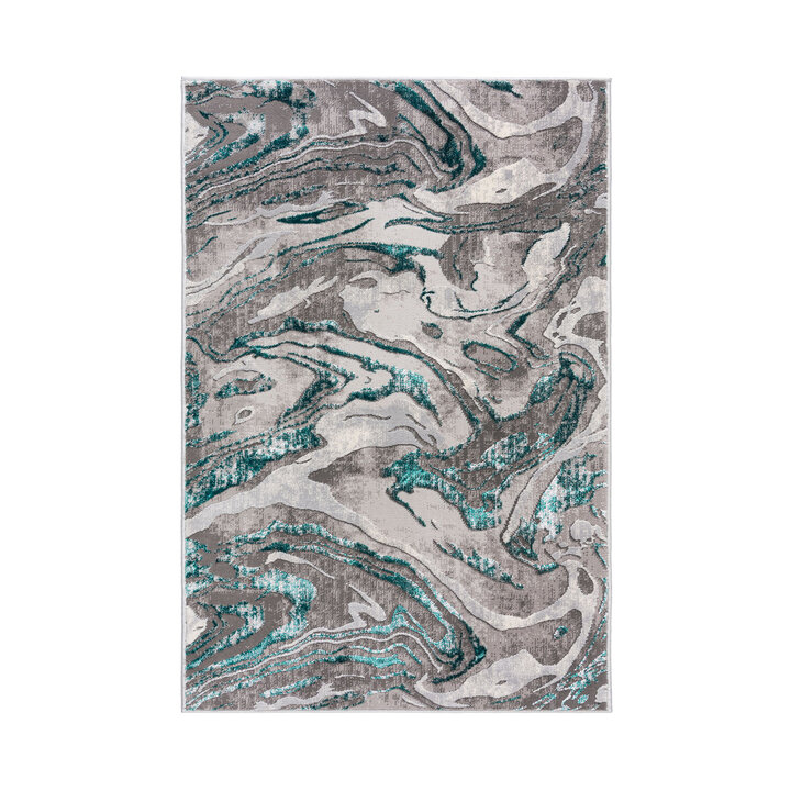 Marmor Teppich - Erio Marbled Grau Türkis - 1