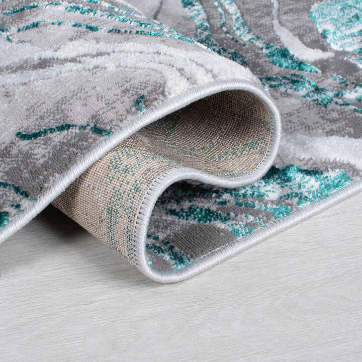 Marmor Teppich - Erio Marbled Grau Türkis - 3