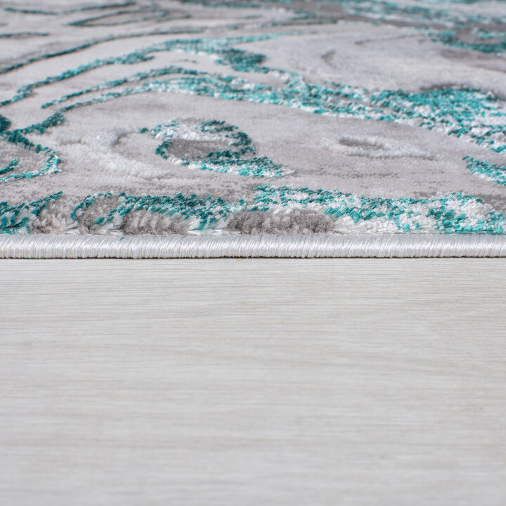 Marmor Teppich - Erio Marbled Grau Türkis - 4