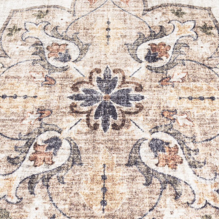 Vintage Gartenteppich Rund - Santo Mandala Blau Grau - 3