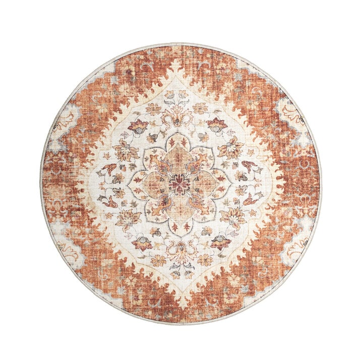 Vintage Gartenteppich Rund - Santo Mandala Terrakotta - 1