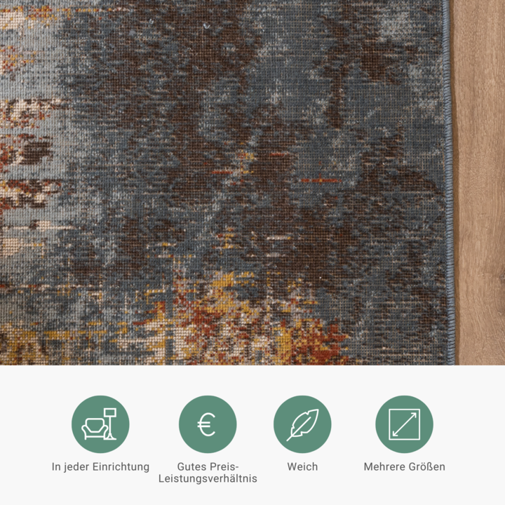 Moderner Teppich - Bush Blau Bunt - 5