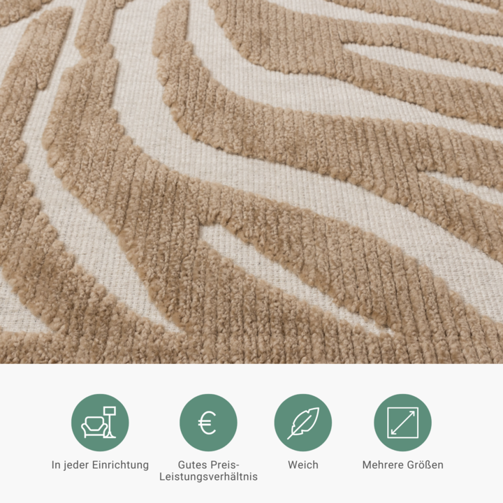 Waschbarer Teppich - Dunya Zebra Beige Weiß - 5