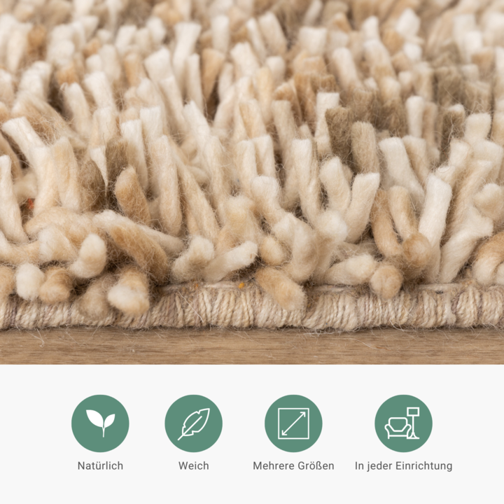 Wollteppich Hochflor - Elin Beige - 4