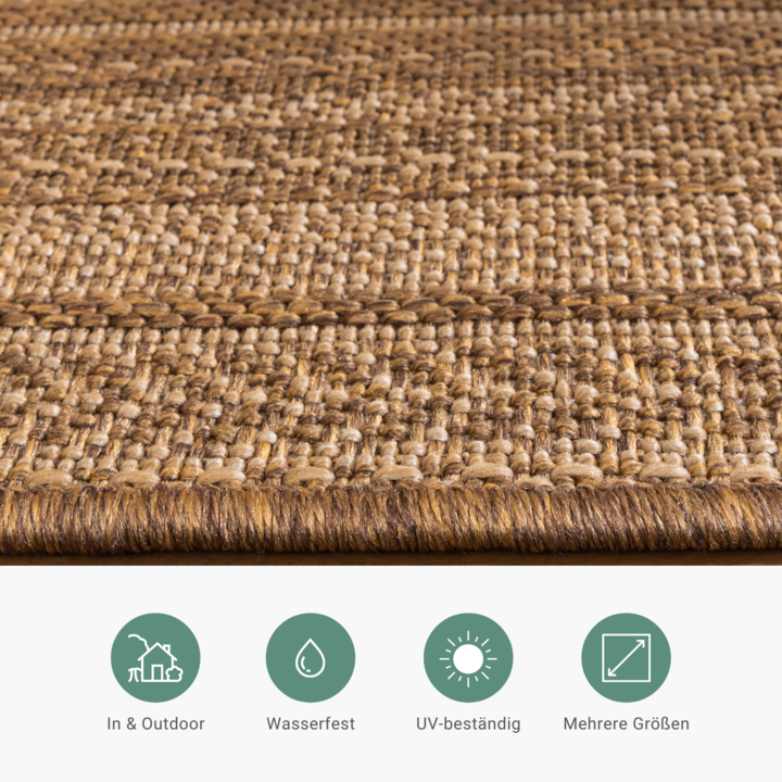 Garten Teppich Jute - Mavi Stripes Creme Braun - 6