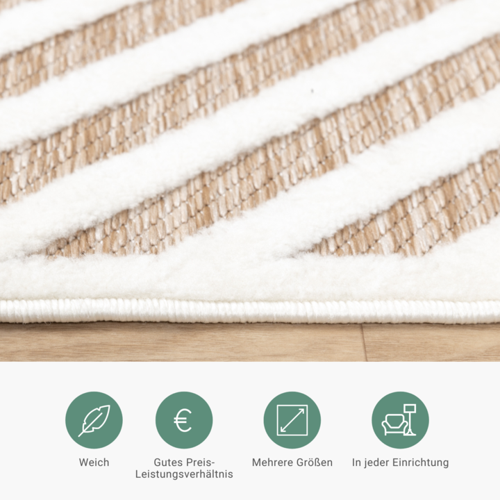 Teppich Modern - Nori Lines Weiß Taupe - 4