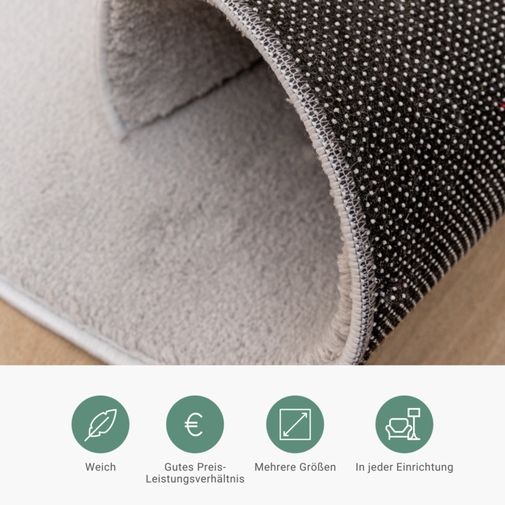 Waschbarer Teppich - Vivid Grau - 6