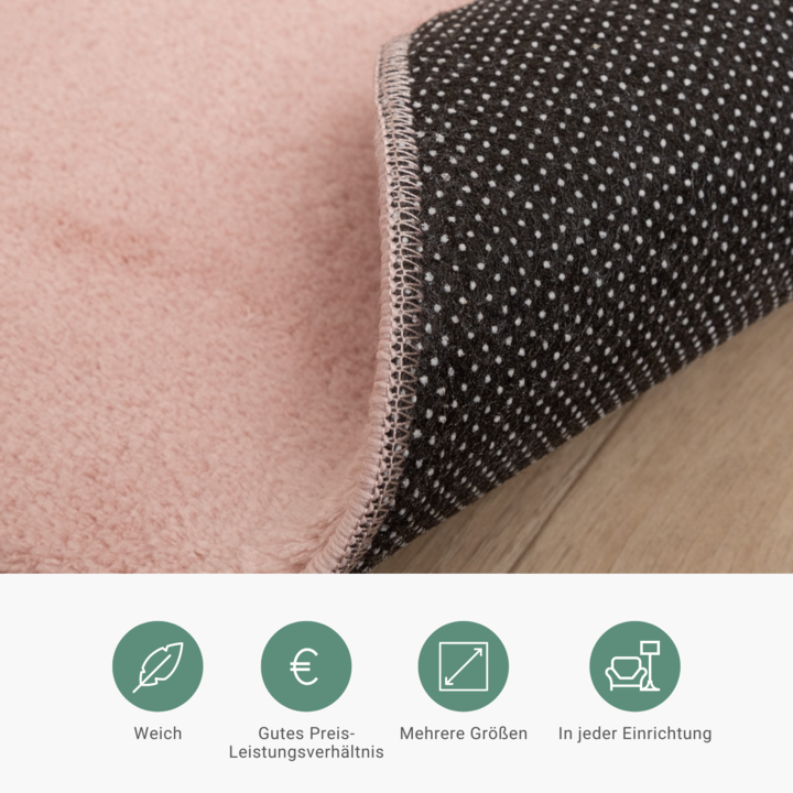 Waschbarer Teppich Rund - Vivid Rosa - 6