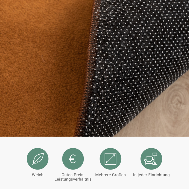 Waschbarer Teppich Rund - Vivid Terrakotta - 6