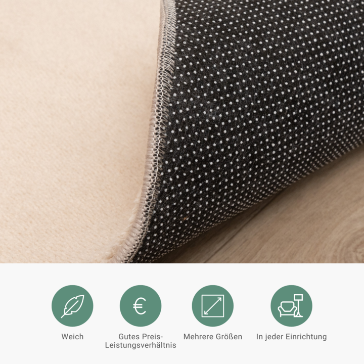 Waschbarer Teppich Rund - Vivid Beige - 6