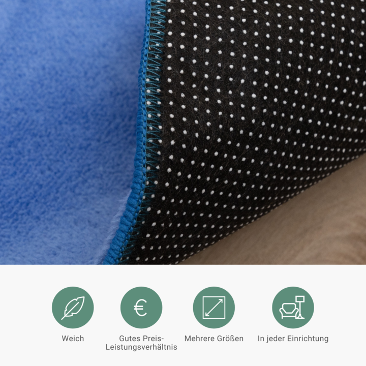 Waschbarer Teppich Rund - Vivid Blau - 6
